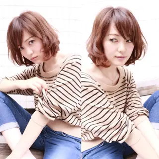 ショート ミディアム セミロング 【レイヤーカット】 関根【コテ巻パーマ】のヘアスタイル