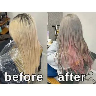 ロング カラー Lull1人美容室 イージーパーマのヘアスタイル