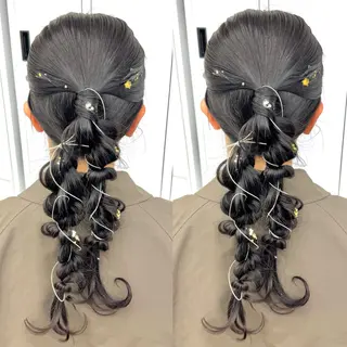 ロング ヘアアレンジ ヘアメ🎀ハイトーン 🩵エクステ🪄しほのヘアスタイル