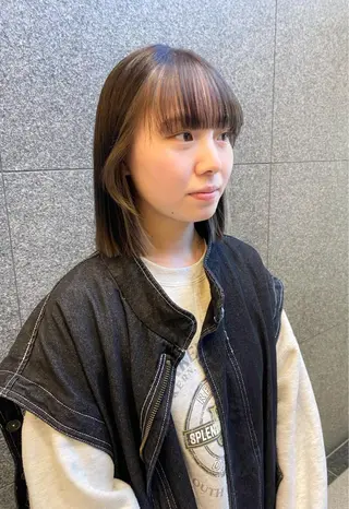ショート カラー パーマ ヘアアレンジ デザインカラー/ボブ ブリーチカラー/ユリのヘアスタイル
