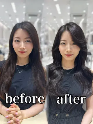 セミロング カラー 銀座/レイヤー 顔周りカット溝手優太のヘアスタイル