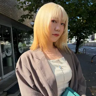 ミディアム カラー qpula misuzuのヘアスタイル