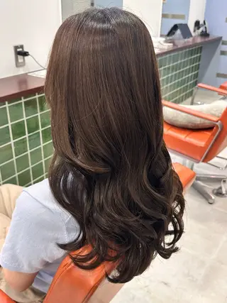 セミロング パーマ aini上本町 吉元直明のヘアスタイル