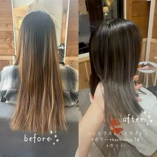 セミロング カラー やまこし 美裕樹のヘアスタイル
