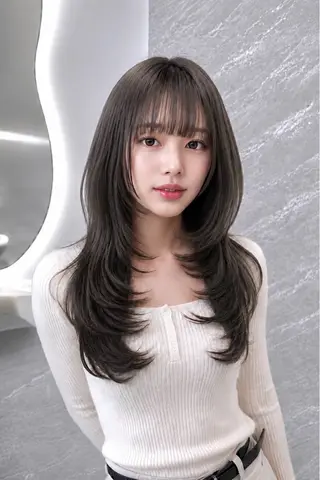セミロング カラー ヘアアレンジ 🖤kana韓国ヘア 艶髪カラー特化🖤のヘアスタイル