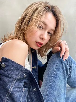 ミディアム カラー ヘアアレンジ TOKI /透明感/原宿のヘアスタイル