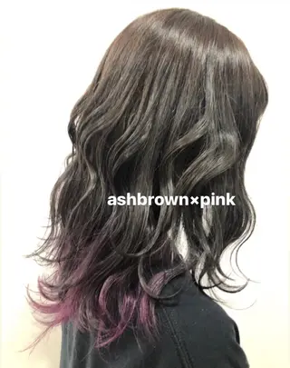 セミロング カラー 脱白髪染め美容師 竹内涼乃のヘアスタイル