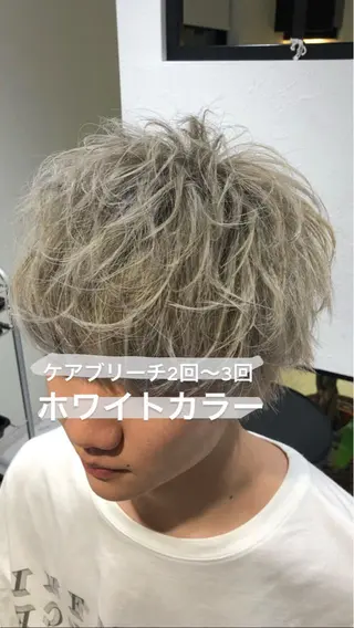ショート カラー メンズ センターパート/毛 流れ/パーマ特化のヘアスタイル