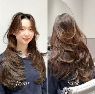 セミロング カラー ヘアアレンジ 新宿/レイヤー特化 韓国ヘア/海外ヘアのヘアスタイル