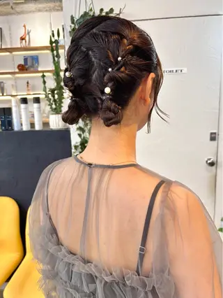 ミディアム ヘアアレンジ 暖色系特化さくら /福岡天神/レイヤーのヘアスタイル