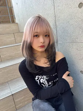 ミディアム カラー レイヤーダブルカラー KYONのヘアスタイル