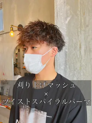 ミディアム パーマ メンズ エクステ指名No.1 【店長】橘田のヘアスタイル