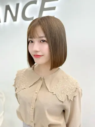 ミディアム カラー ヘアアレンジ 縮毛矯正🤍 盛れるボブ/ひかりのヘアスタイル