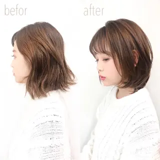 ミディアム カラー パーマ KONOMI スタイリストのヘアスタイル