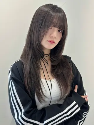 ロング カラー 新宿♥ハッシュカット 暖色カラー♥Unaのヘアスタイル