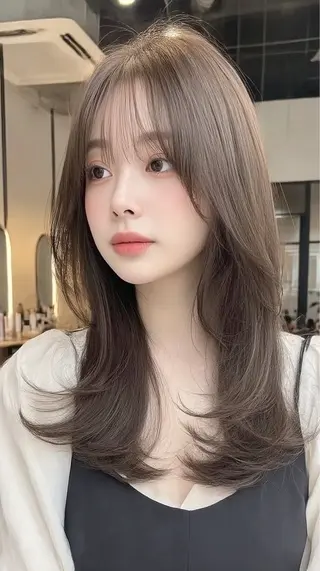 セミロング カラー 韓国×艶ハイトーンが かわいい✨️リオ🍒のヘアスタイル