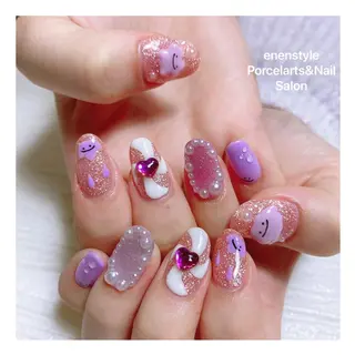 ミディアム ネイル 🐾enen style 🐾のネイルデザイン