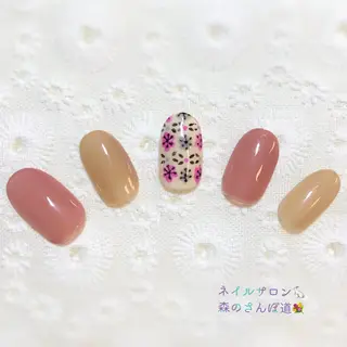 ネイル ショートネイル 森のさんぽ道のネイルデザイン