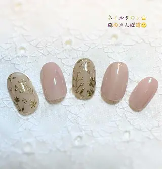 ネイル ショートネイル 森のさんぽ道のネイルデザイン