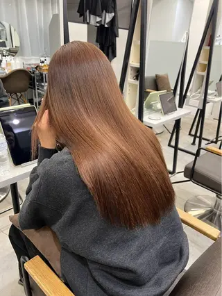 ロング パーマ 🍒モテ暖色カラー × うる艶✧ ゆなのヘアスタイル