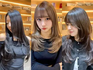 セミロング カラー パーマ ヘアアレンジ ✨美髪矯正×髪質改善 🍎カイト🍎渋谷のヘアスタイル