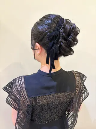 ロング ヘアアレンジ ボウ🪞ヘアセット /メイク/マツパのマツエク・マツパデザイン