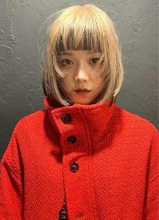 ショート 退色まで透明感ある ダブルカラー/リクのヘアスタイル