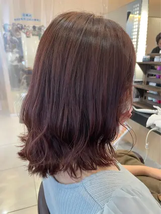 ミディアム カラー ヘアアレンジ ゆめ ベージュカラーのヘアスタイル