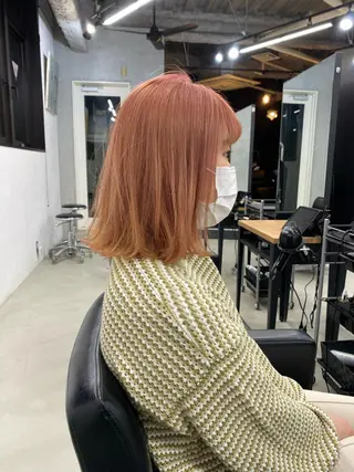 ミディアム カラー ヘアアレンジ ブリーチダブルカラー 元町三宮/三ノ宮のヘアスタイル