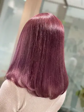 ミディアム カラー ヘアアレンジ 髪質改善×ハイトーン 中田啄也のヘアスタイル