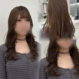 ロング カラー 抜け感レイヤー︴ ニュアンスカラーのヘアスタイル