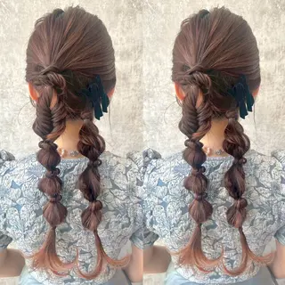 ロング ヘアアレンジ ヘアメ🎀ハイトーン 🩵エクステ🪄しほのヘアスタイル