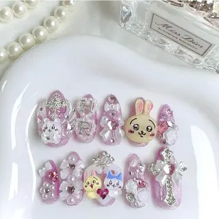ネイル 渋谷／チップ長さ出し 👑アプレgel-xのネイルデザイン
