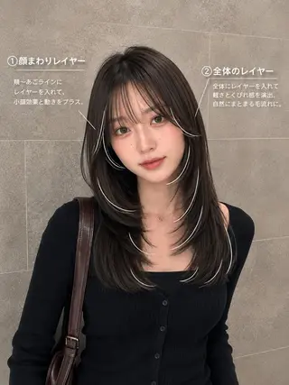 セミロング 透明感カラー/韓国レ イヤー/宮下知也のヘアスタイル
