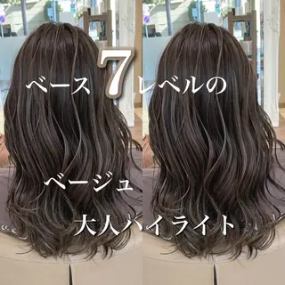 セミロング カラー ヘアアレンジ 白髪ぼかしハイライト 茗荷谷駅徒歩2分のヘアスタイル
