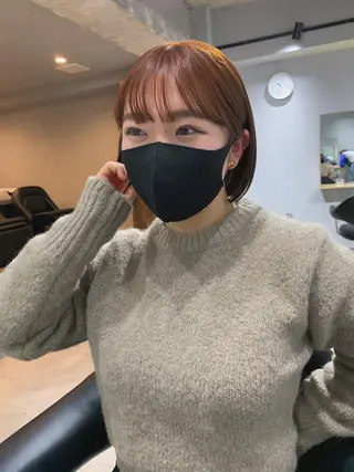 ミディアム カラー パーマ ボブパーマコテ巻き風 パーマNo1深江秀平のヘアスタイル