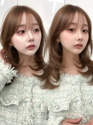 ロング カラー 盛れる顔周り✨韓国式 レイヤーkanatoのヘアスタイル
