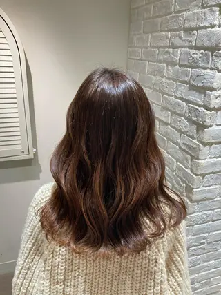 ロング カラー 曲がる縮毛矯正 LIBER 岩名のヘアスタイル