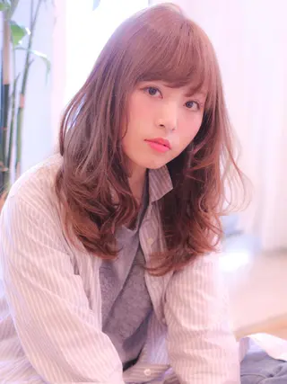 セミロング カラー パーマ 髪質改善/韓国風 レイヤー/田村祐樹のヘアスタイル