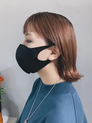 ミディアム カラー ヘアアレンジ ボブパーマコテ巻き風 パーマNo1深江秀平のヘアスタイル