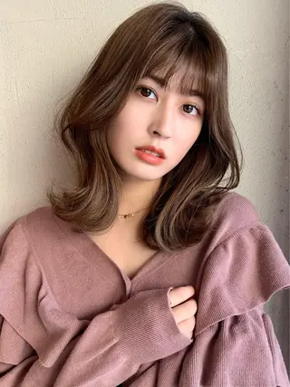 セミロング カラー 透明感カラー✂︎ /縮毛矯正/YUKAのヘアスタイル