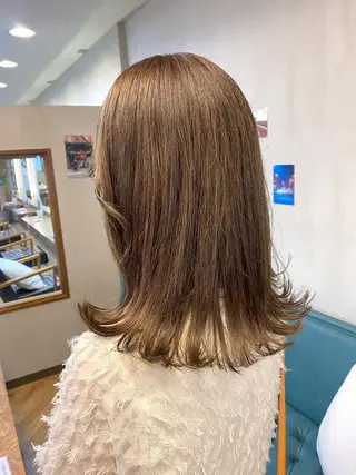 ミディアム カラー ハル🌸柔色/ ブリーチなし/艶髪のヘアスタイル