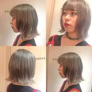 ショート カラー ホワイト&レイヤーカ ットエクステ長畠俊輔のヘアスタイル