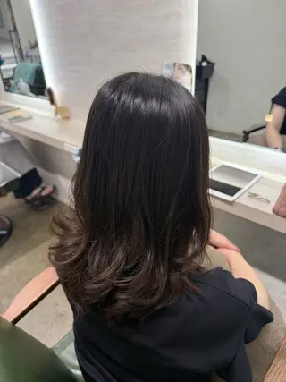 セミロング パーマ 縮毛矯正/ /関内/あべももこのヘアスタイル