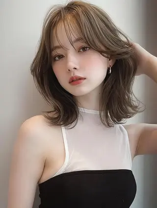 ミディアム 𝓨̆̈𝓾𝓲ྀི 🫧カットモデルのヘアスタイル
