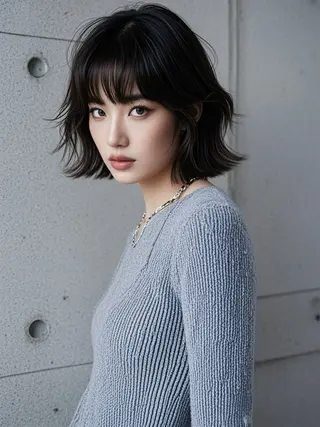 ミディアム ウルフカット 811 大阪梅田 ウルフのヘアスタイル