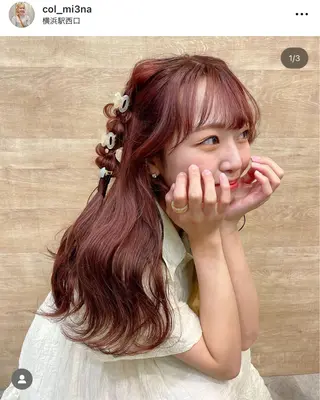 セミロング カラー シールエクステ横浜 🐏☁️miminaのヘアスタイル