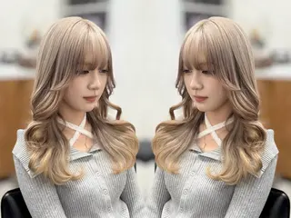 セミロング レイヤー/ハイトーン 🍎森貝洋亮🍎のヘアスタイル