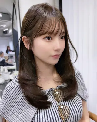ロング City/louwe 韓国レイヤーカットのヘアスタイル
