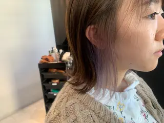 ミディアム カラー ネイル マツエク・マツパ ボブ×縮毛矯正👑 心斎橋/高城涼也のヘアスタイル